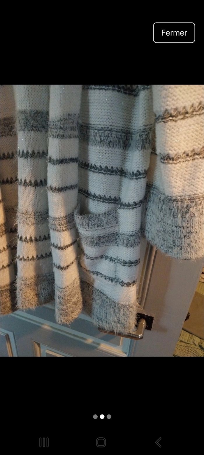 Gilet blanc et gris long taille 46 - photo numéro 2