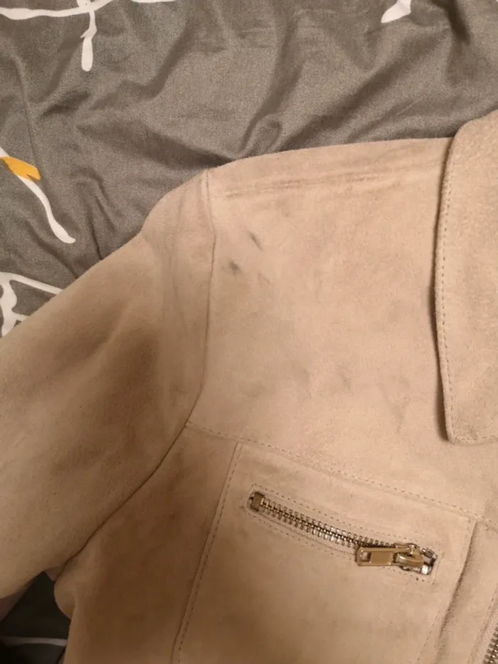 Blouson en cuir véritable beige etam - photo numéro 3