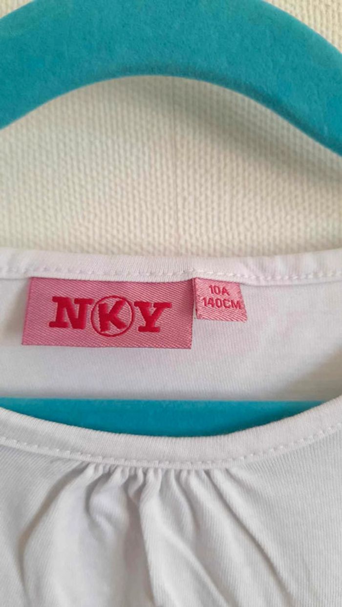 Tee-shirt blanc manches longues NKY 10 ans - photo numéro 5