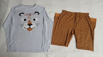 Pyjama gris clair/moutarde