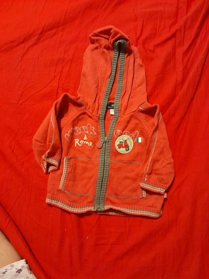 Sergent major gilet rouge zip taille 3 mois