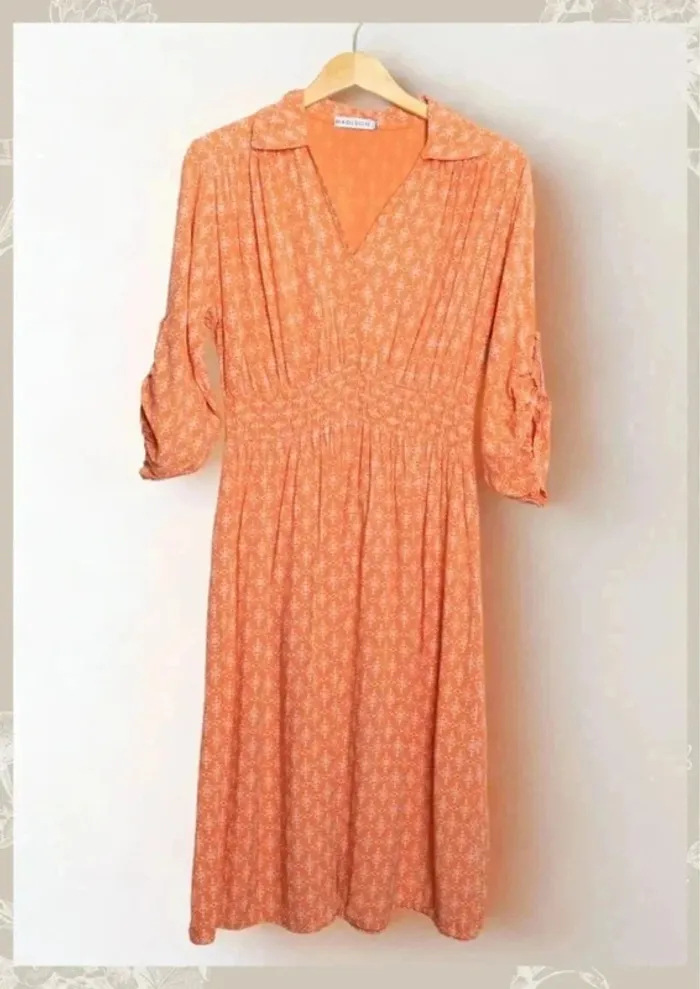 Robe d’été orange abricot motif berbère Madison Taille S/M - photo numéro 2