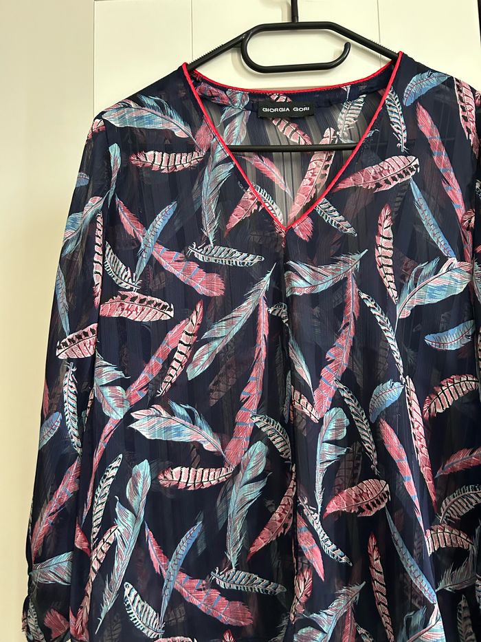 Blouse marine à motifs transparente Giorgia Gori Tailles S-M - photo numéro 2