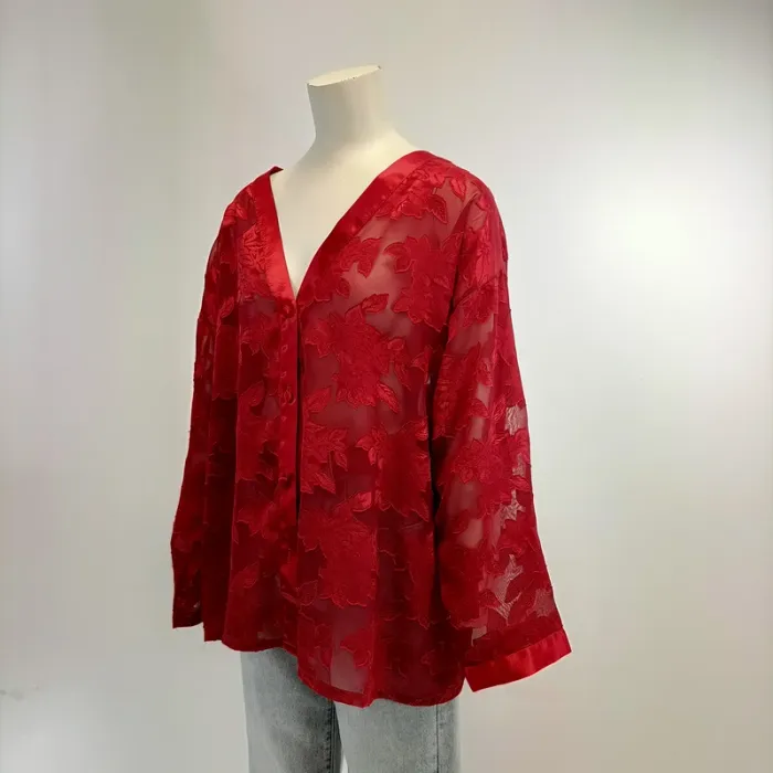 Chemisier inspiration kimono - Empiècement broderie - A442 - photo numéro 2