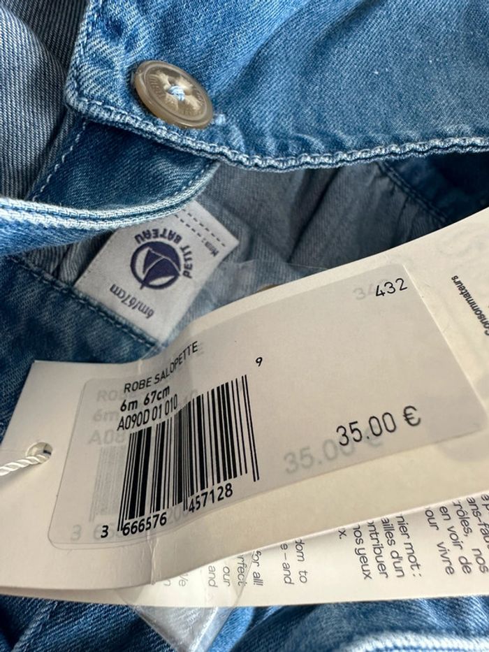 Robe en jean petit bateau taille 6 mois - photo numéro 5