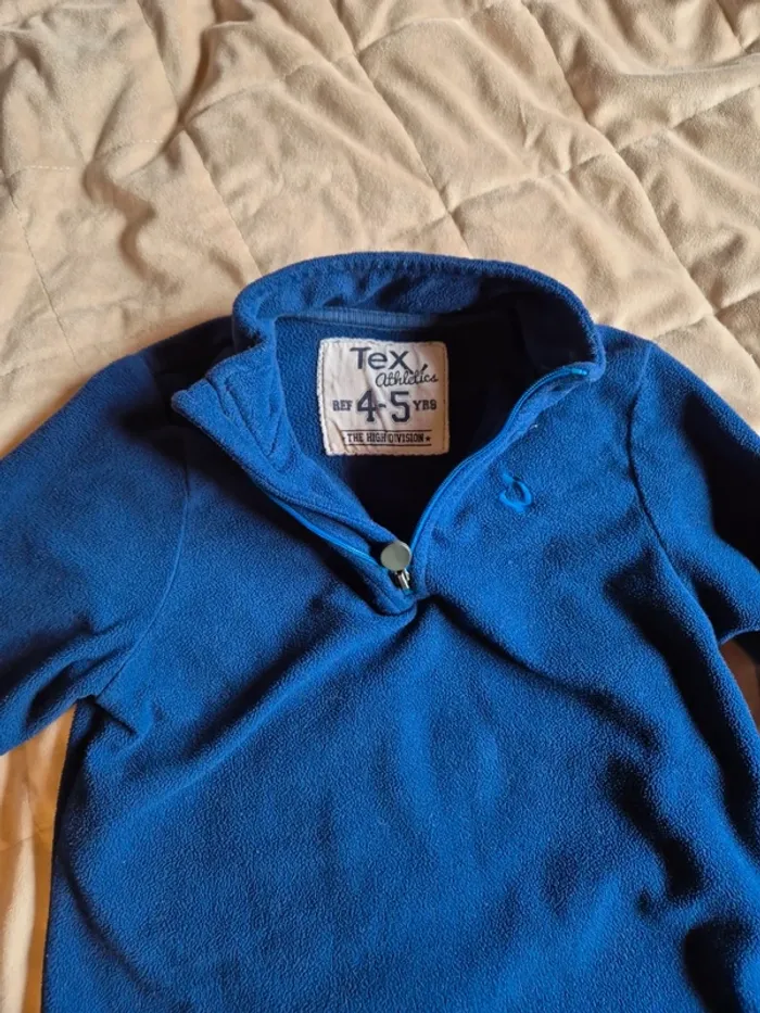 Pull polaire bleu avec ouverture au cou zippé - photo numéro 3