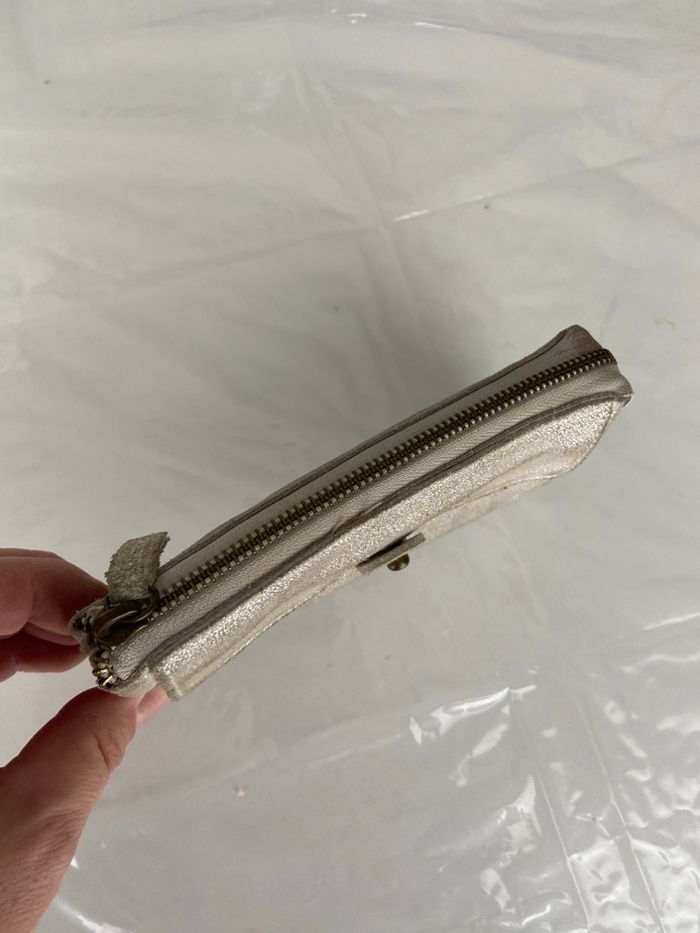 Portefeuille / Pochette Lollipops Atelier - Cuir Irisé Champagne / Argent - photo numéro 3