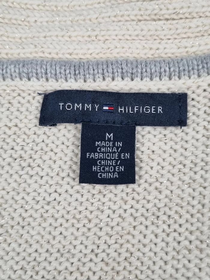 Pull torsadé Tommy Hilfiger écru – Taille M Femme (mesures en photos) - photo numéro 7