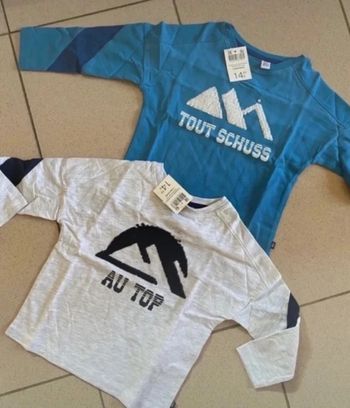 Lot de 2 tee shirts T-shirt Okaidi 2 ans au top et too schuss sequins Neufs