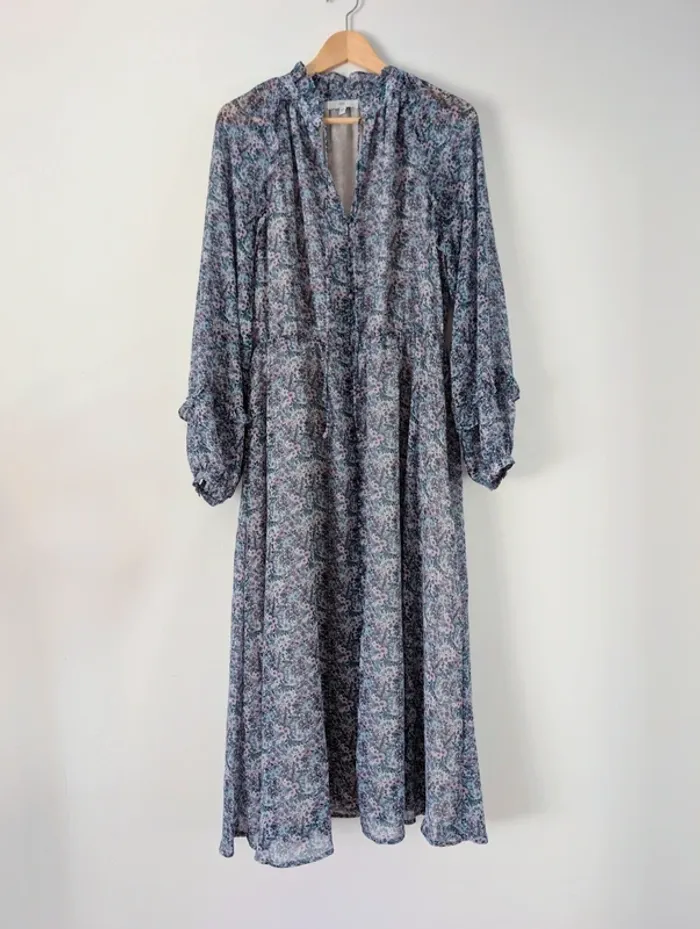 Robe maxi longue bleu lavande fleurie fluide bohème hippie chic La redoute taille 38 - photo numéro 5