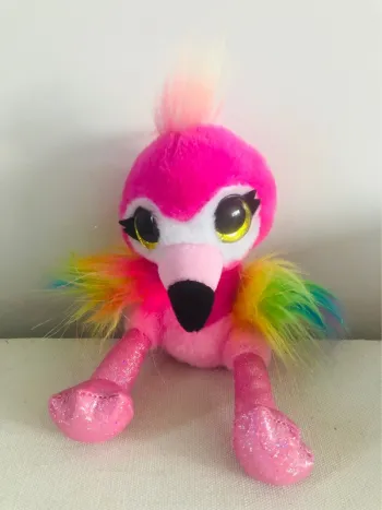 Peluche flamant rose ailé coloré perroquet zuru neuf