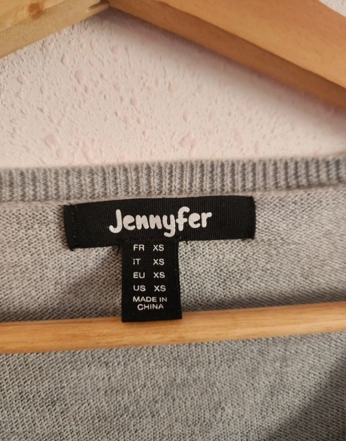 Pull fin gris Jennyfer – Taille XS, inscription New York - photo numéro 3