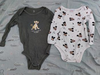 Lot de 2 body manches longues Simba et Mickey T.24 mois