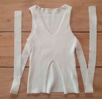 🌸 Pull fendu sans manche côtelé blanc 🌸 sexy 🌸 Shein taille L 40/42 🌸
