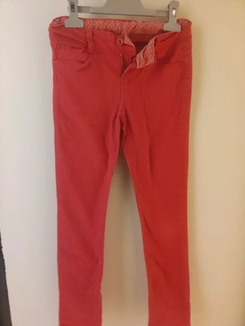 Pantalon jean slim rouge fille 10 ans