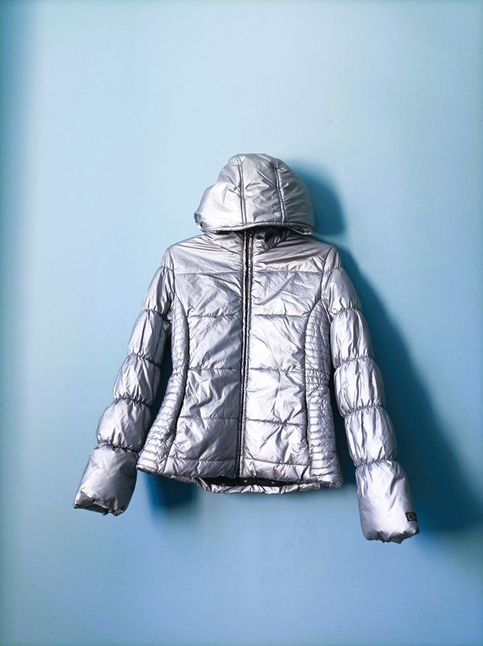 Doudoune fille Catimini 12 ans manteau argente TBE + gilet fourrure amovible - photo numéro 3
