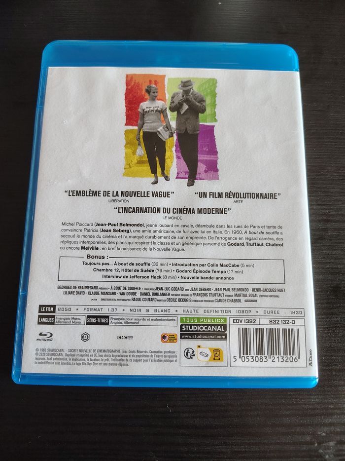 Blu Ray À Bout de Souffle (Jean-Paul Belmondo, Jean Seberg, Jean-Luc Godard) - photo numéro 2