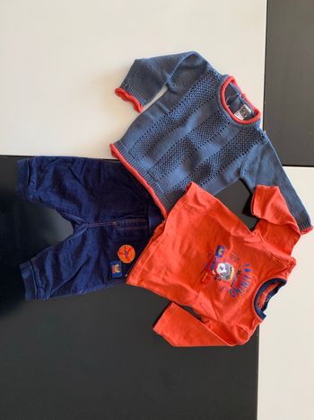 Ensemble Bleu Rouge/Orange 3 mois