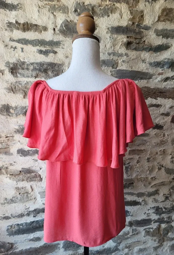 Blouse manches courtes corail Only Taille 38 - photo numéro 5