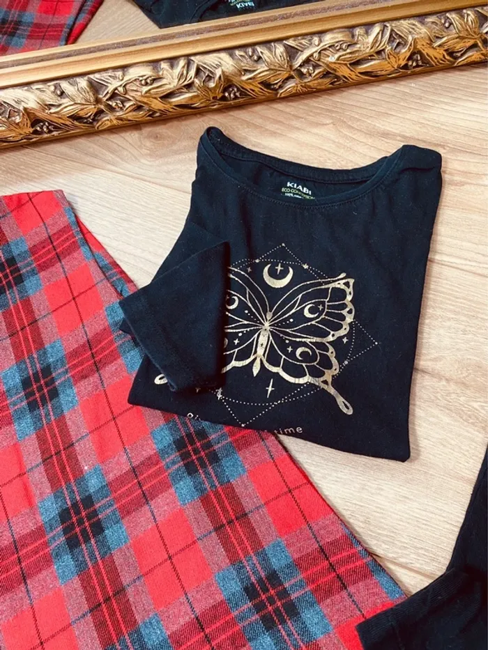 Taille 6 ans tenue 3p fille kiabi rouge et noire * carreaux * 🩷 - photo numéro 5