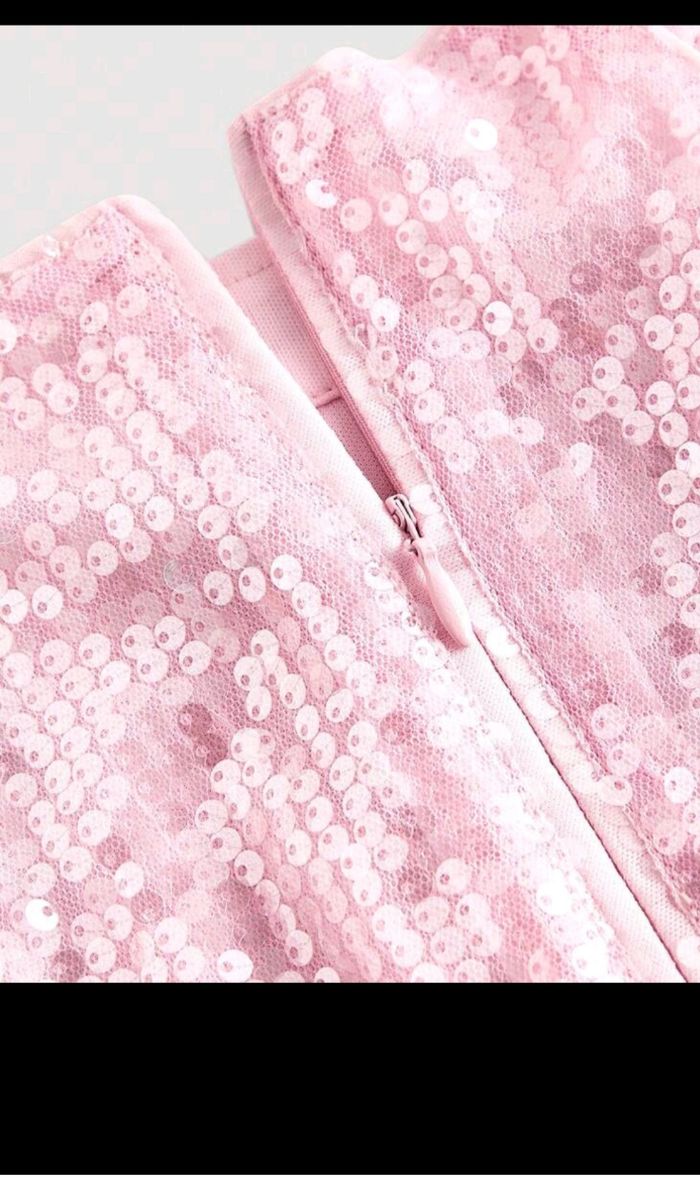 Mini robe de soirée, rose à paillettes, SHEIN, taille S, NEUVE - photo numéro 3