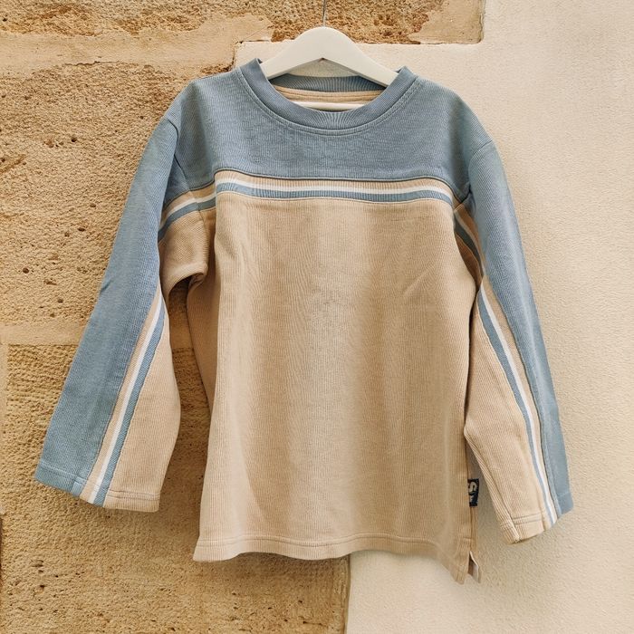 Pull garçon 12 ans coton Edeis gris et beige très bon état - photo numéro 2