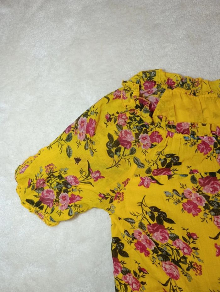 Robe bobo chic Rhum Raisin T3 jaune fleuri épaules dénudées 100% coton - photo numéro 7