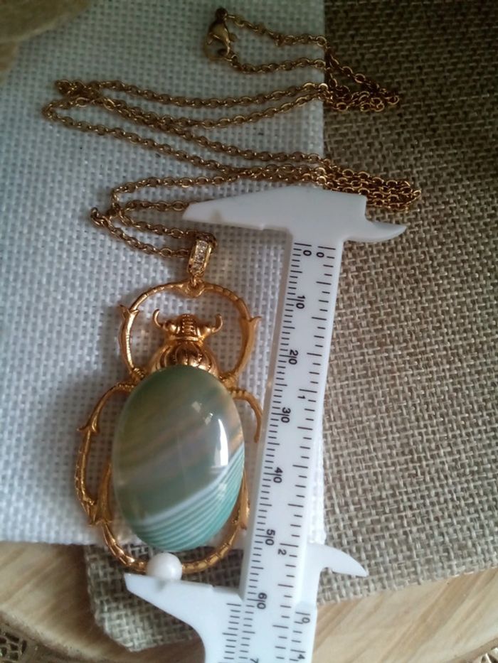 Collier scarabée en pierres naturelles semi précieuses - photo numéro 3