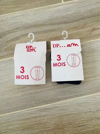 lot 2 collants neuf DPAM 3 mois bébé fille