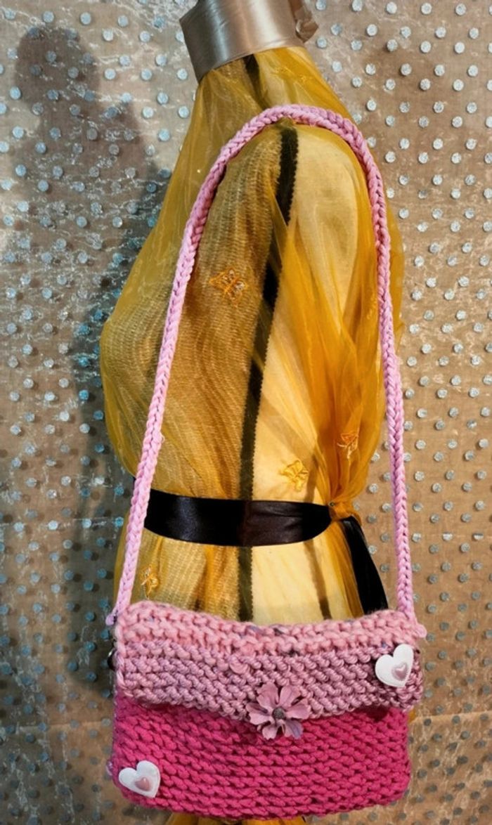 Sac artisanal rose tricolore - photo numéro 2