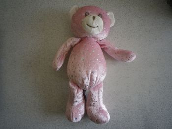 PELUCHE OURSON ROSE PAILLETE
