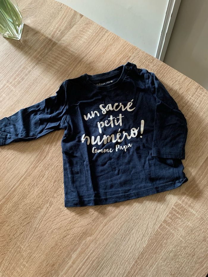T shirt un sacré petit numéro comme papa taille 1 an