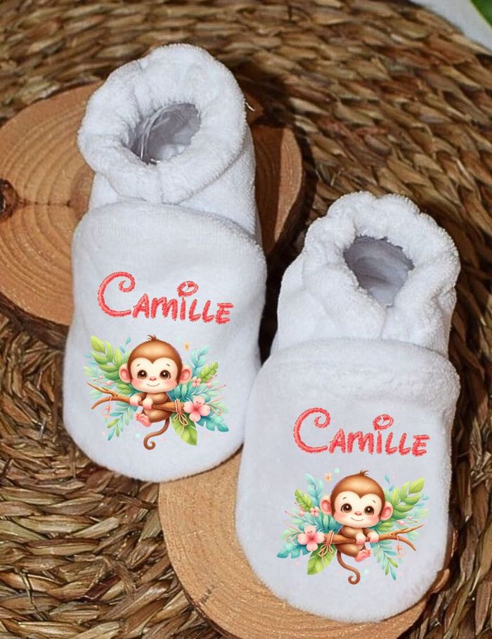 Chaussons bébé personnalisé SINGERIE