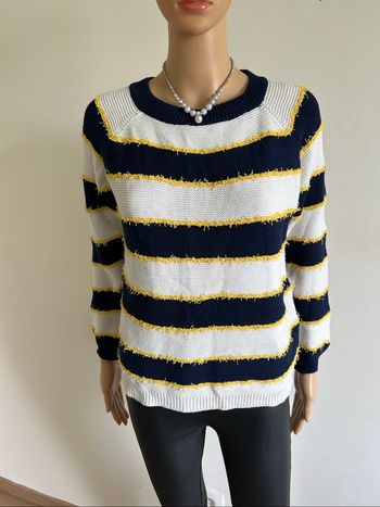Pull blanc crème et bleu marine Teddy Smith taille S TBE
