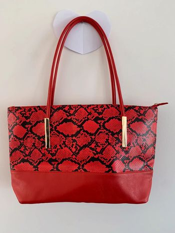 Sac à main simili cuir python rouge et noir