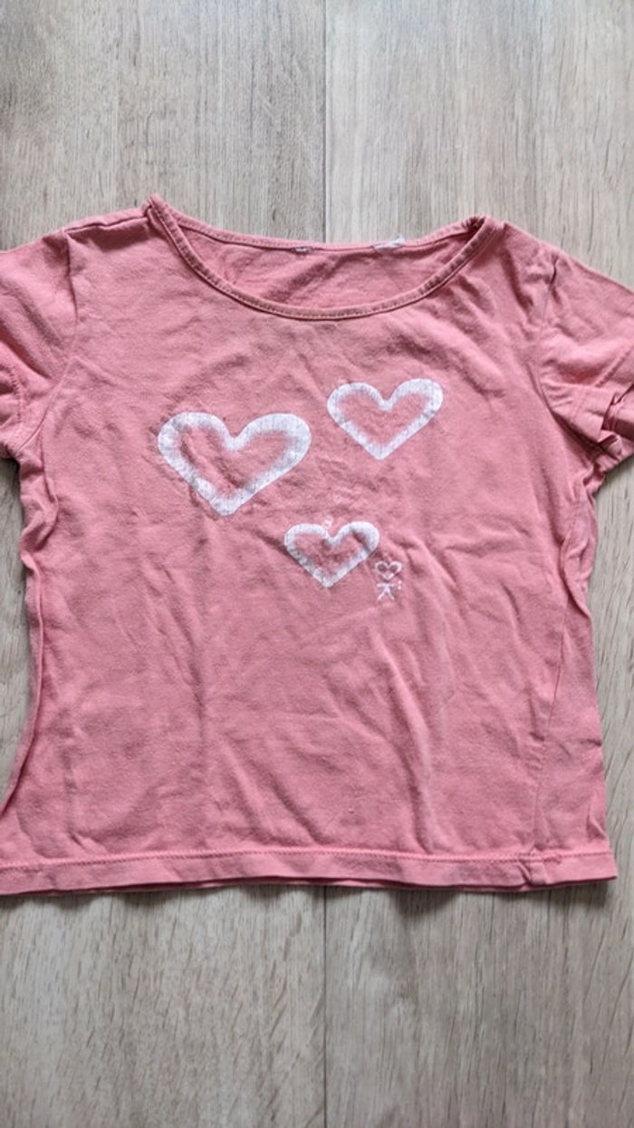 Tee-shirt rose coeur blanc 18 mois - photo numéro 2