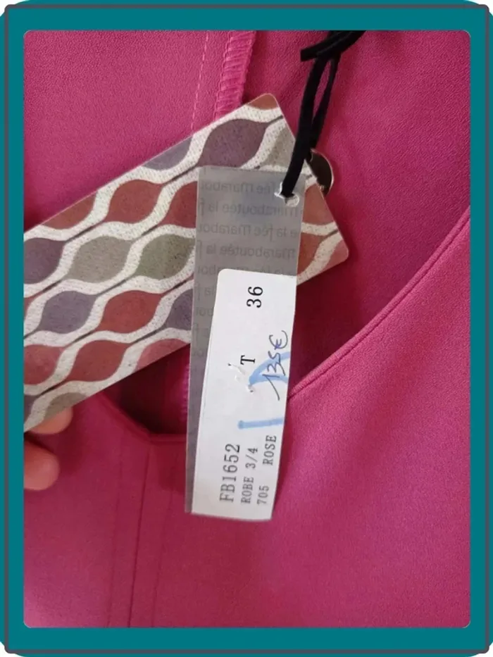 Robe rose manches 3/4 La Fée Maraboutée taille 36 neuve - photo numéro 4