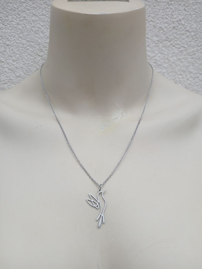 Collier en acier inoxydable argenté colibri - photo numéro 2