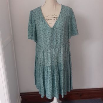 Robe verte évasée manches courtes - Kiabi - T. 42