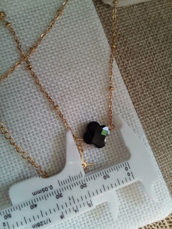 Collier trèfle en pierre d'onyx et étoile du Nord - photo numéro 3