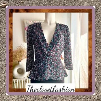 Blouse peplum imprimee fleuri femme