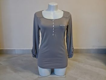 top taupe manches longues fluide Taille 1 GDM Grain de malice Bouton de rechange Neuf