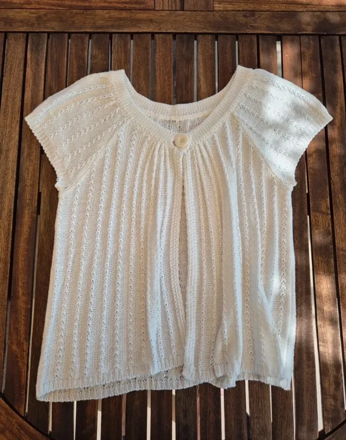 Top en mailles blanc T.40/42 - photo numéro 4