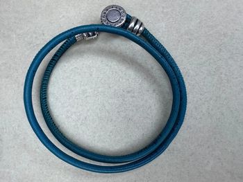 Bracelet Pandora Authentique Cuir Turquoise Fermoir argent