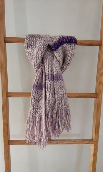 Écharpe en maille tricot rose clair et violet  160 cm X 25 cm