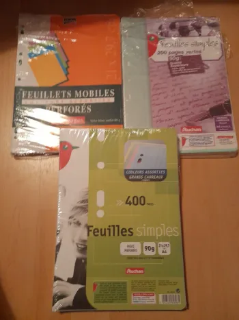 Lot de 3 paquets de feuilles simples grands carreaux (Seyès)