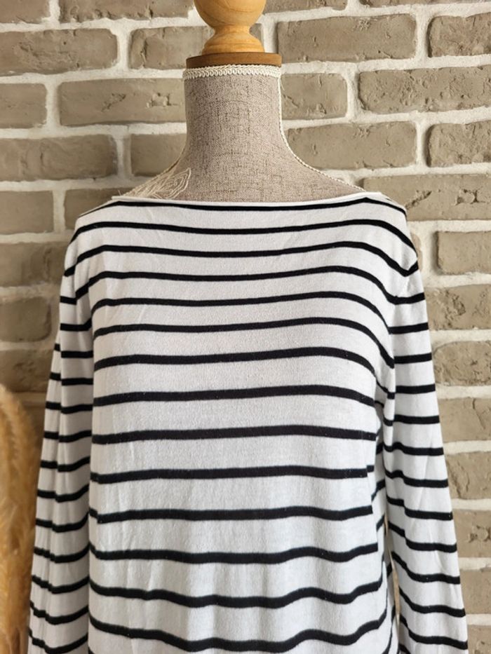 Pull marinière à rayures noires Manoukian - 100% coton - photo numéro 2