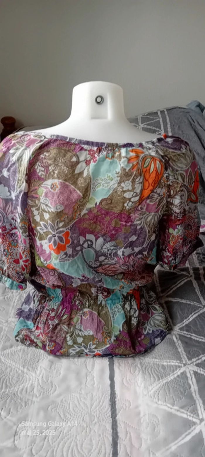 Blouse légère motif fleurs colorées femme 42/44 camaïeu - photo numéro 7