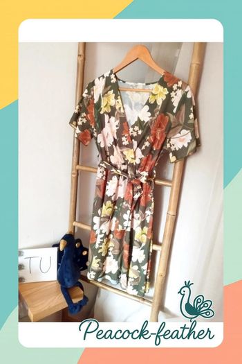 Robe verte fleurie TU