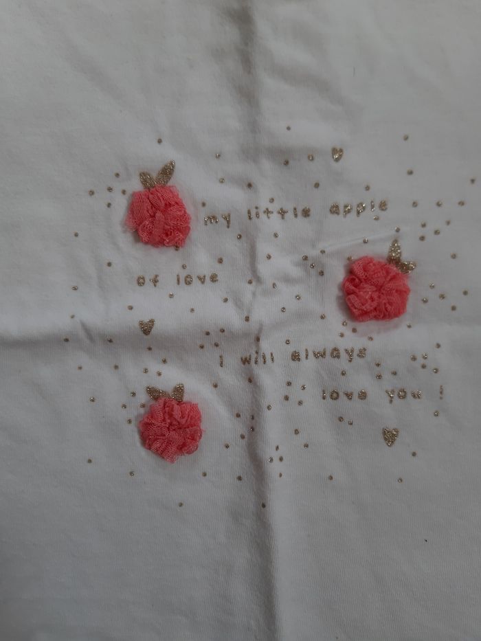 tee-shirt manches courtes blanc - pommes - Kiabi - 18 mois - photo numéro 3